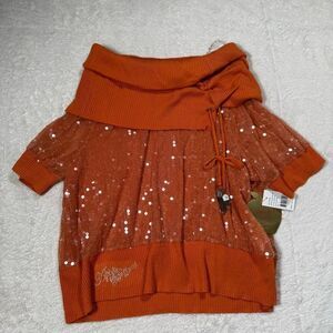 NWT Vintage Y2K Apple Bottoms “Sundance” Sequin Off-Shoulder Sweater – 2000s Gla